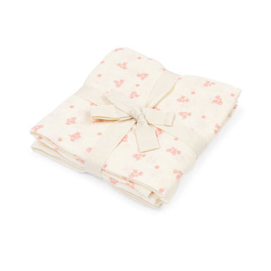 Bellini 3-pak stofbleer – økologiske stofbleer med søde blomster i blød GOTS-certificeret bomuld, perfekte til bleskift, amning og hverdagsbrug.