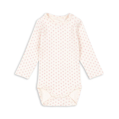 BELLO Bodystocking til baby i økologisk bomuld og modal – blød, åndbar og OCS-certificeret bodystocking med lange ærmer og trykknapper i rosa.