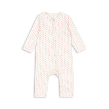 BELLO Heldragt til baby i økologisk bomuld og modal – blød, åndbar og strækbar heldragt med trykknapåbning i fuld længde i rosa.