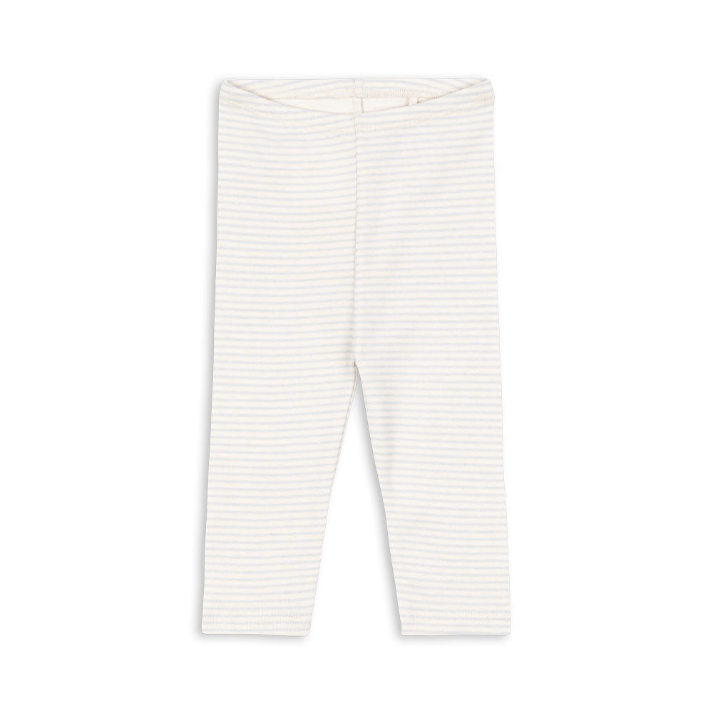 FIO Leggings i Tea Stripe Gray Dawn – økologiske ribleggings til baby i 100 % OCS-certificeret bomuld med elastik i taljen.