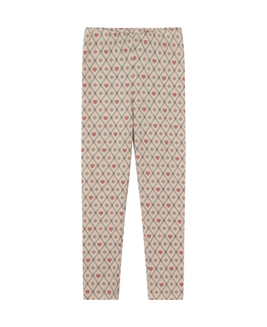 Fliink Kelly Heart Leggin i farven Sandshell Heart Top – forsidebillede af bløde leggings med hjerteprint