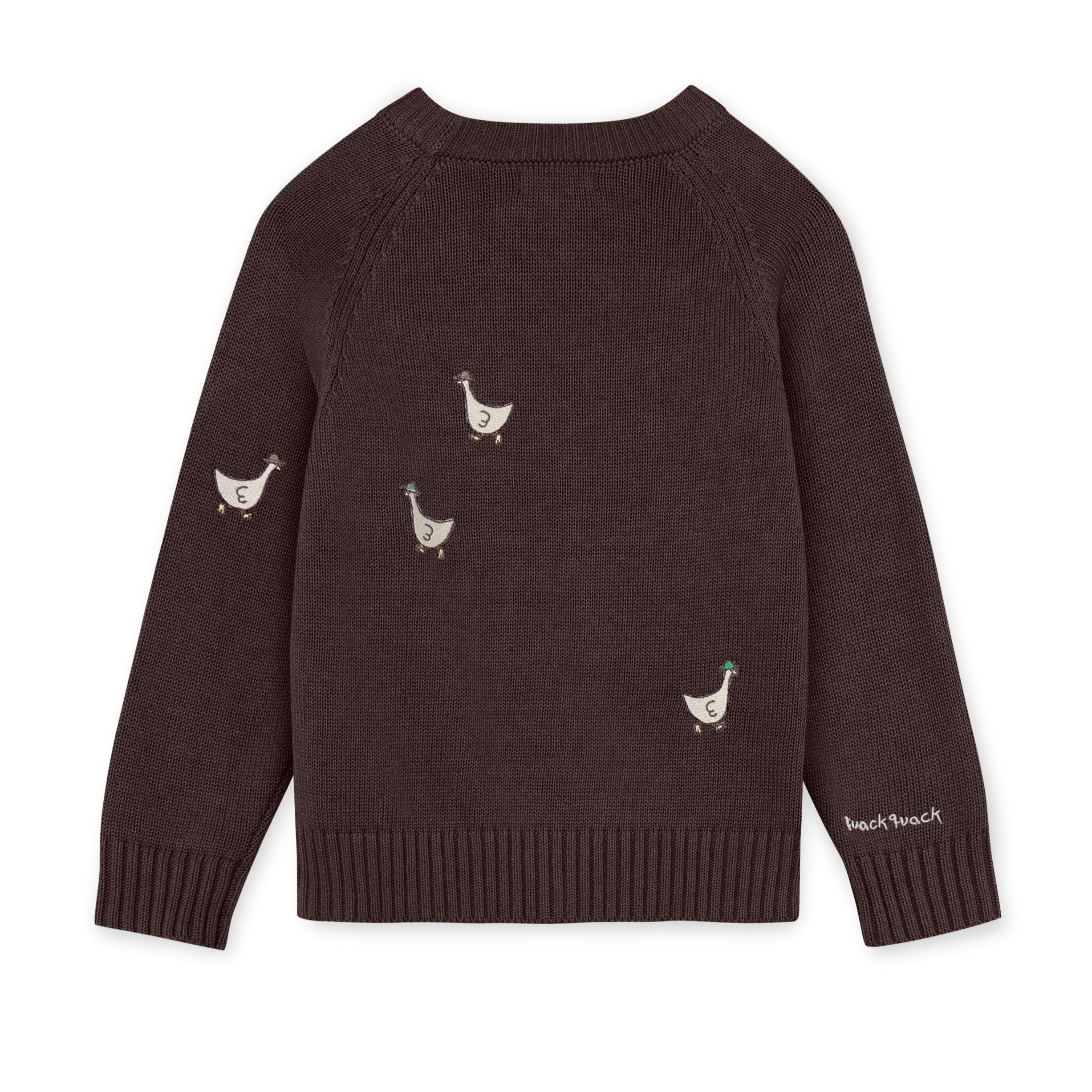 Fliink Mahdi snit pullover i farven Coffee Bean – bagsidebillede af blød og varm striktrøje