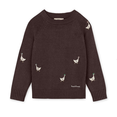 Fliink Mahdi snit pullover i farven Coffee Bean – forsidebillede af striktrøje i 100% økologisk bomuld