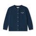 Fliink Mahdi strik cardigan i farven Insignia Blue – forsidebillede med broderi “quack quack” ved brystet