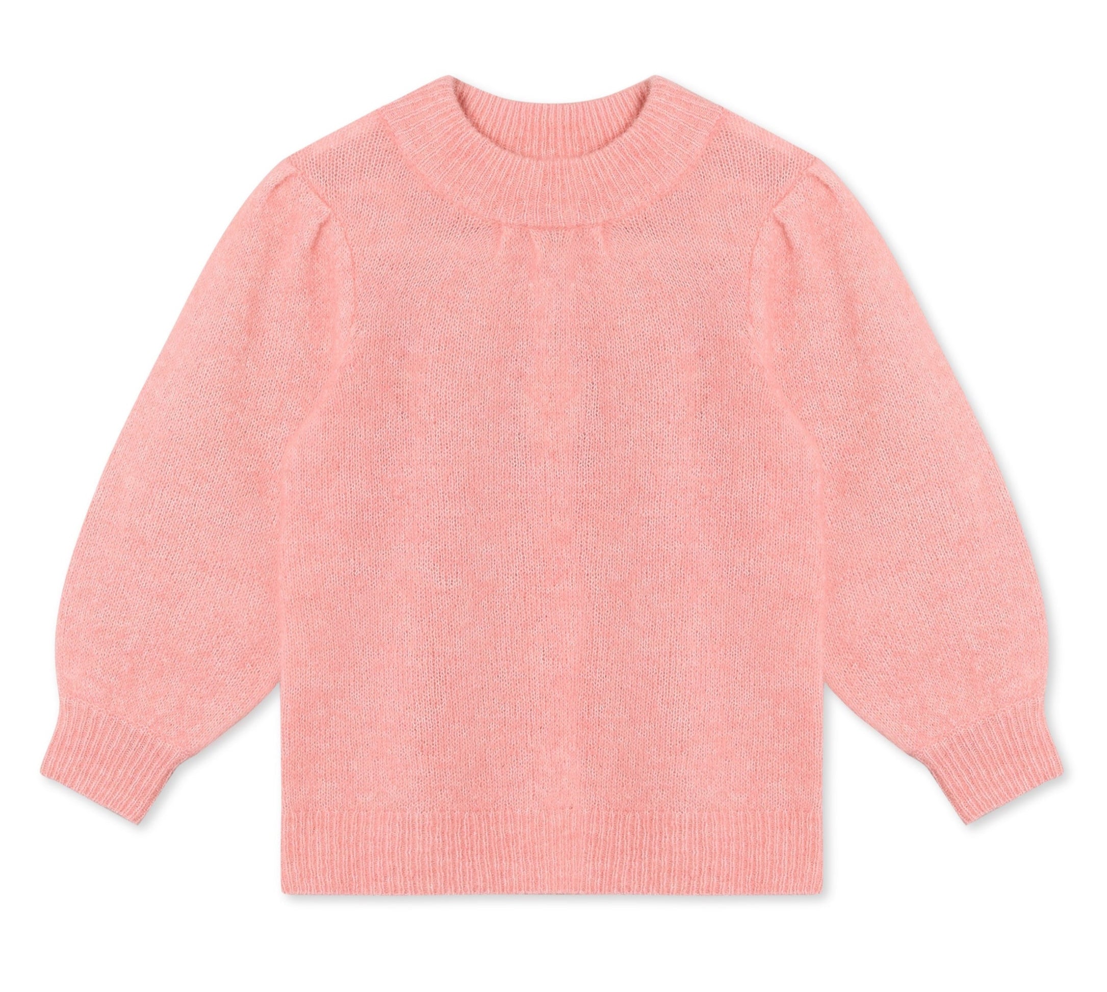 Fliink Star Puff Bluse i farven Candy Pink – forsidebillede af blød og varm alpaca- og uldbluse med puffærmer