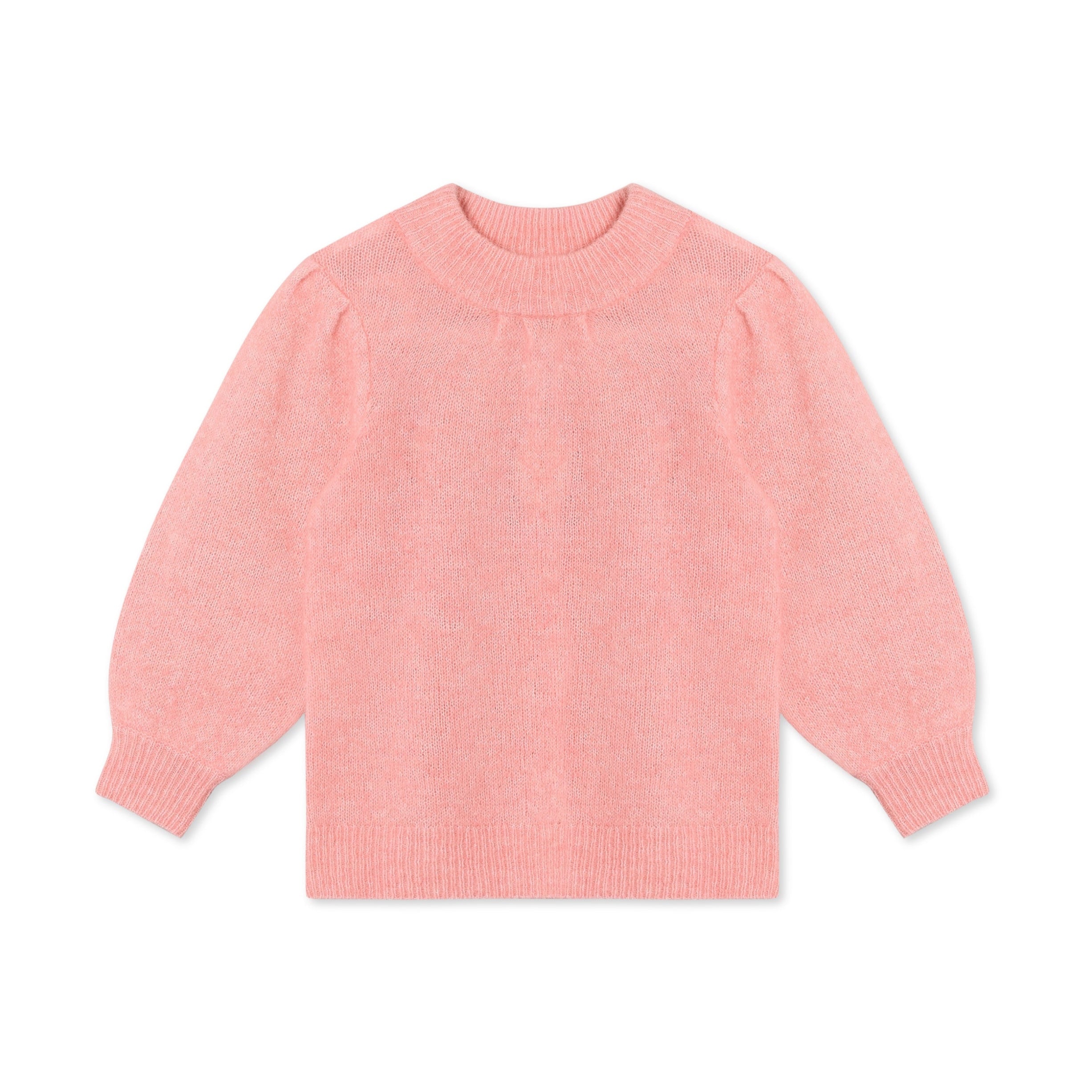 Fliink Star Puff Bluse i farven Candy Pink – forsidebillede af blød og varm alpaca- og uldbluse med puffærmer