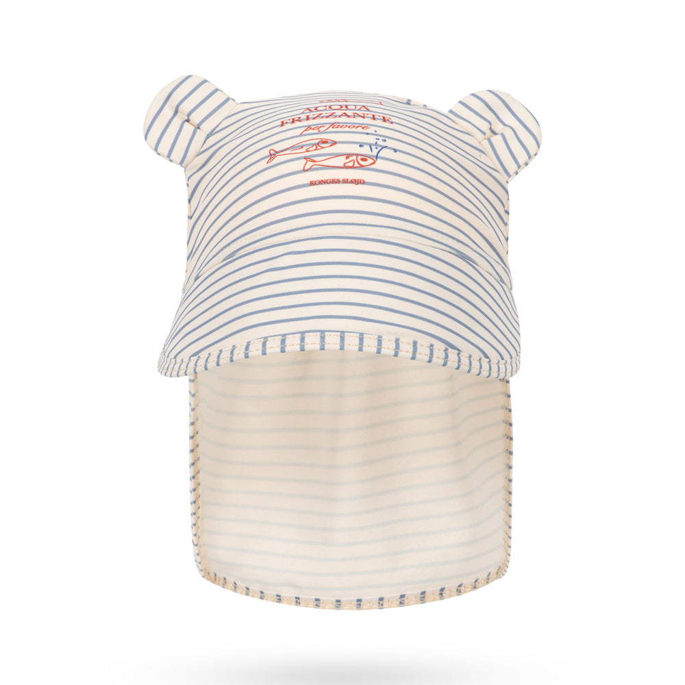 KONGES SLØJD / ASTER BADEHAT MED BJØRNEØRER - STRIPE BLUIE