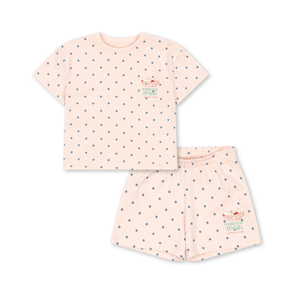 KONGES SLØJD / LIN SHORTSSÆT - ROSEWATER DOT