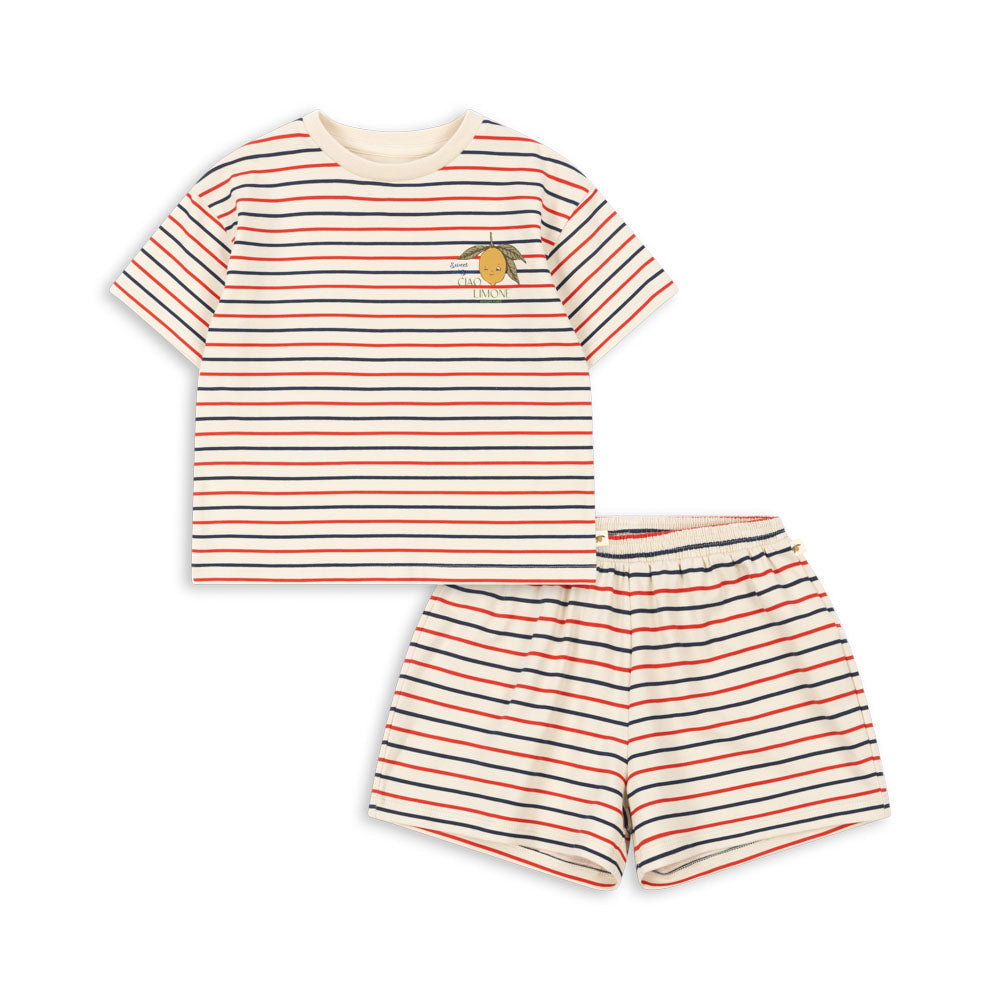 KONGES SLØJD / BASIC SHORTSSÆT - TRICOLORE STRIPES