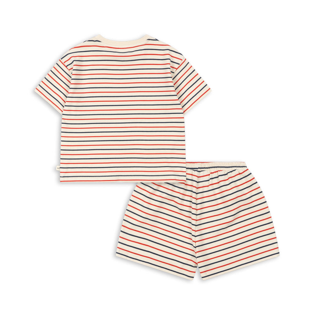 KONGES SLØJD / BASIC SHORTSSÆT - TRICOLORE STRIPES