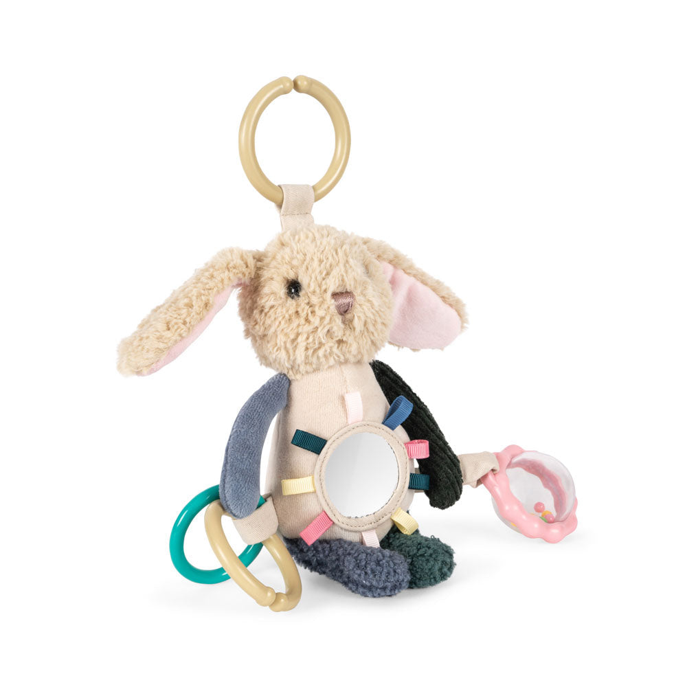 Peluche Kanin sanselegetøj – blødt legetøj med rangle, spejl og håndtag, stimulerer babys sanser og passer til nyfødte.