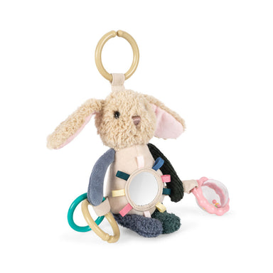 Peluche Kanin sanselegetøj – blødt legetøj med rangle, spejl og håndtag, stimulerer babys sanser og passer til nyfødte.